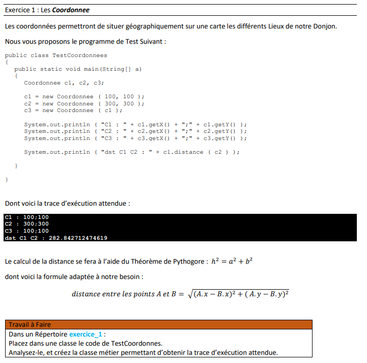 Énoncé exercice Pythagore