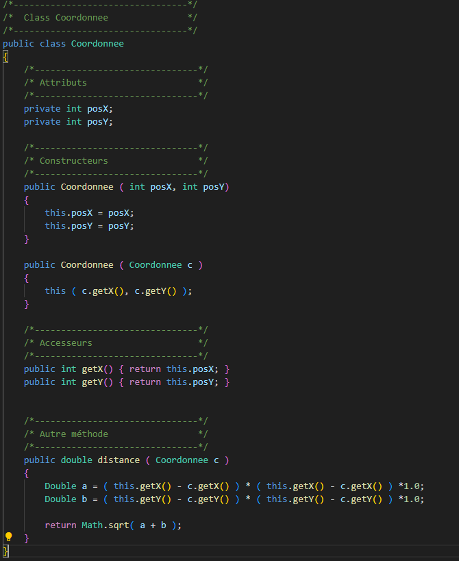 Code implémentation distance