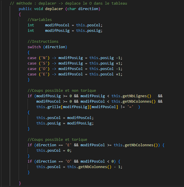 Code amélioré - méthode déplacer