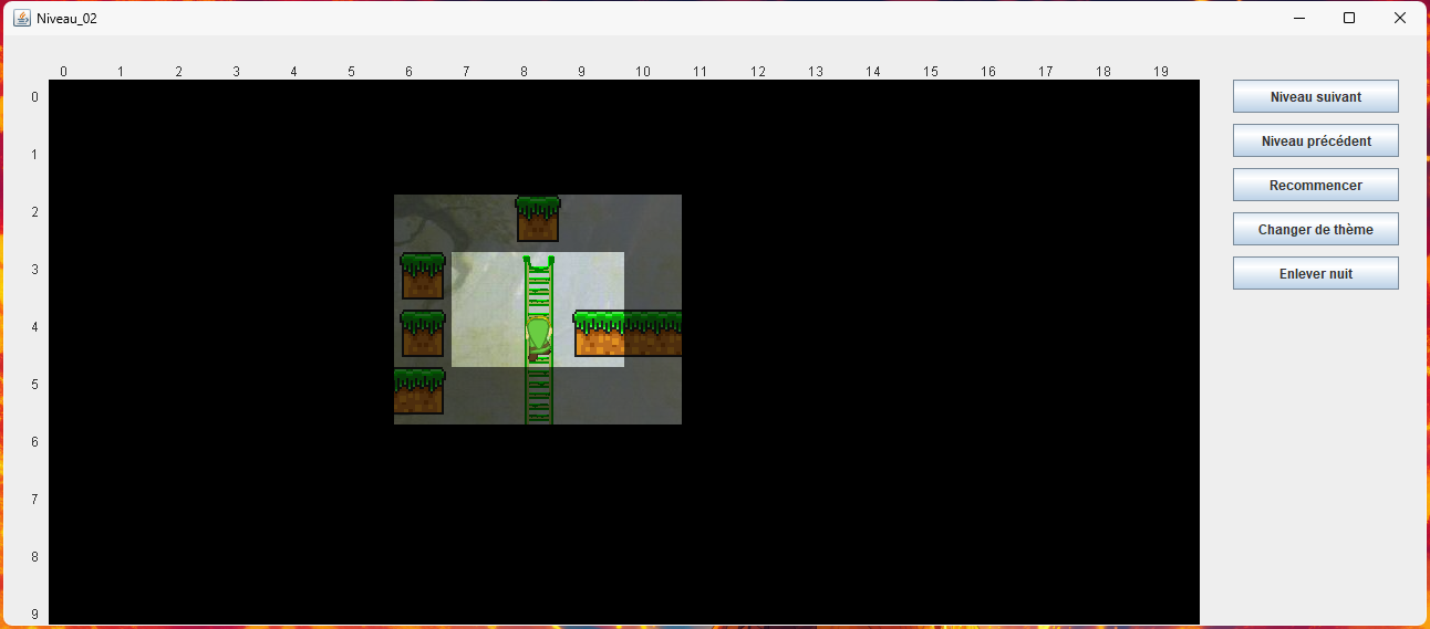Interface principale du jeu de plateforme