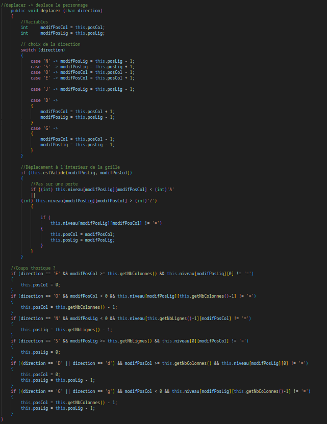 Code final propre - méthode déplacer