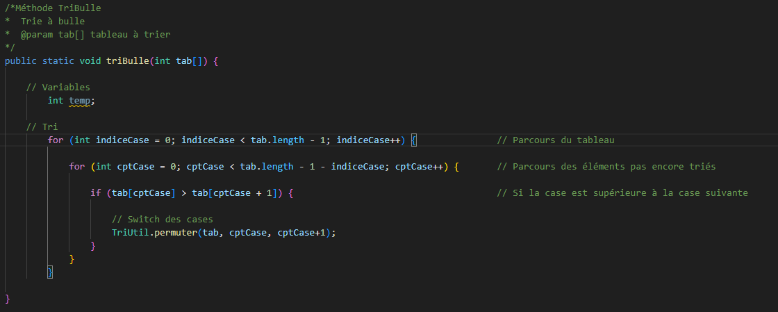 Illustration du tri à bulles