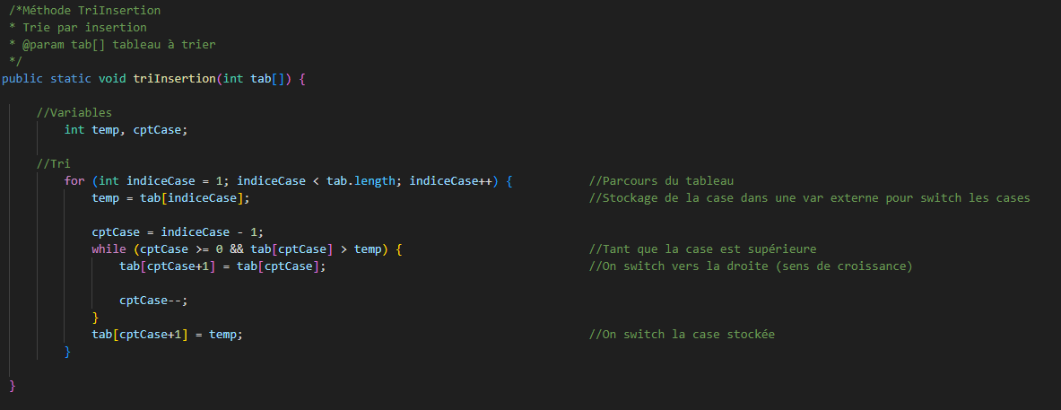 Illustration du tri par insertion