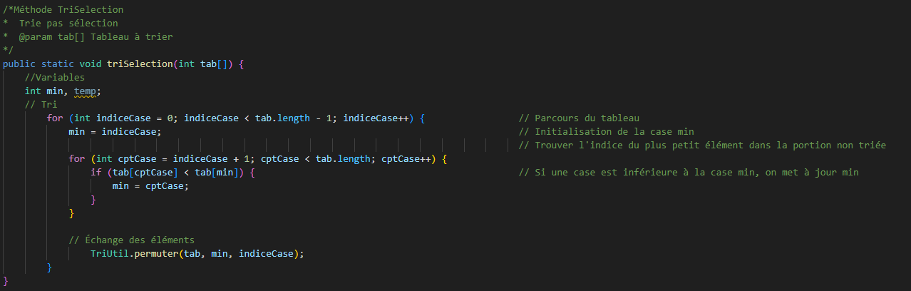 Illustration du tri par sélection