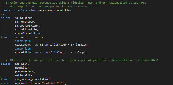 Résultats de requêtes SQL optimisées