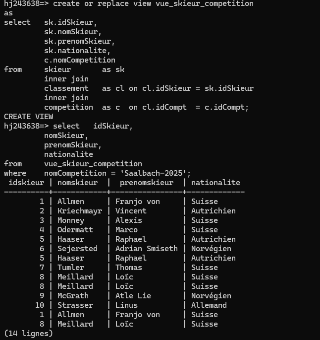 Trace d'exécution des vues SQL
